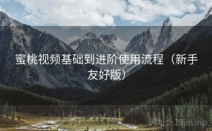 蜜桃视频基础到进阶使用流程（新手友好版）