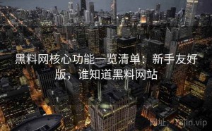 黑料网核心功能一览清单：新手友好版，谁知道黑料网站